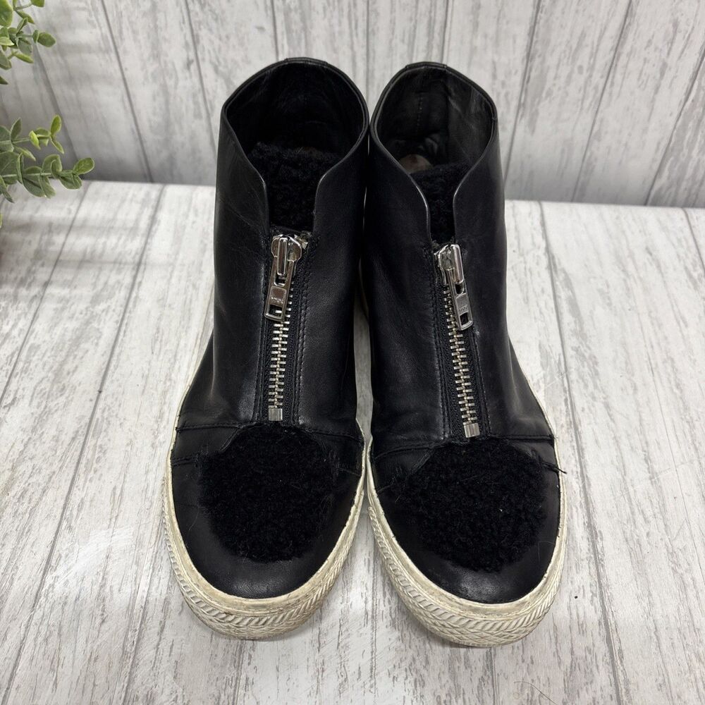Womens Size 7.5 Loeffler Randall Black Leather High Tops - Picture 2 of 7